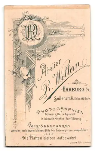 Fotografie Atelier R. Wettern, Harburg a. E., Seilerstr. 8, Schneidiger Mann mit Zwirbelbart und kurzem Haar im Profil