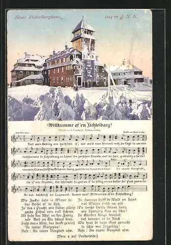 AK Fichtelberg, Neues Fichtelberghaus im Winter, Lied