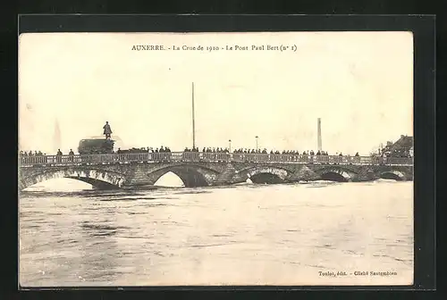 AK Auxerre, Crue de l`Yonne 1910, Le Pont Paul Bert, Hochwasser