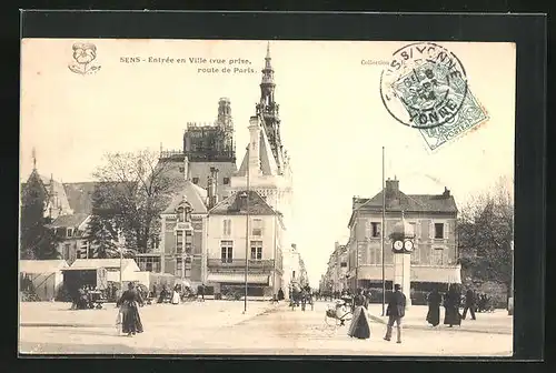 AK Sens, Entrée en Ville, Litfasssäule mit Uhr