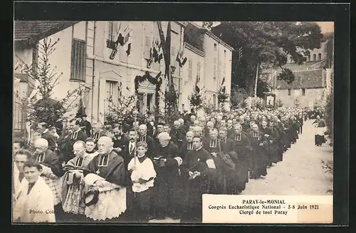 AK Paray-le-Monial, Congrès Eucharistique National 1921, Clergé de tout Paray