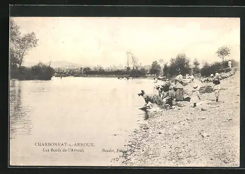 AK Charbonnat-s.-Arroux, Les Bords de l`Arroux, Waschfrau