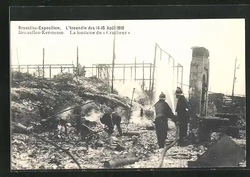 AK Bruxelles, Exposition - L`incendie des 14-15 Août 1910