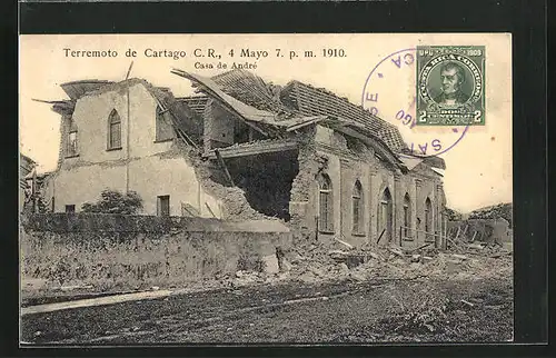 AK Cartago, Terremoto de Cartago, Erdbeben in Cartago 1910, Casa de André