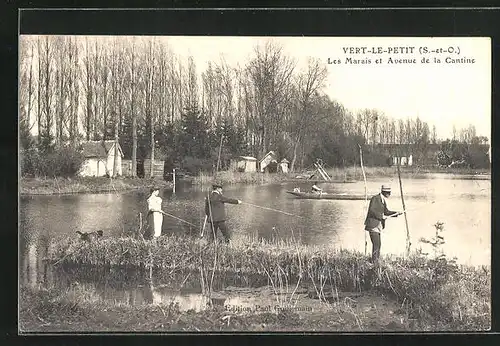 AK Vert-le-Petit, Les Marais et Avenue de la Cantine, Angler