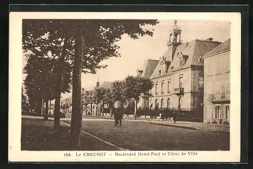 AK Le Creusot, Boulevard Henri-Paul et Hotel de Ville