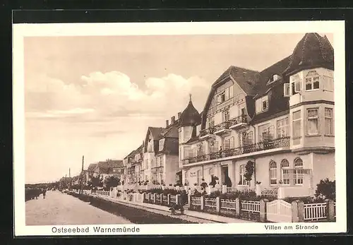 AK Warnemünde, Strandweg-Strasse mit Villen