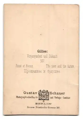 Fotografie Gustav Schauer, Berlin, Grosse Friedrichs-Str. 188, Gemälde Gillies: Vergangenheit und Zukunft