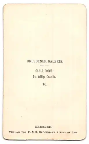 Fotografie F. & O. Brockmann, Dresden, Gemälde Carlo Dolce: Die heilige Caecilie