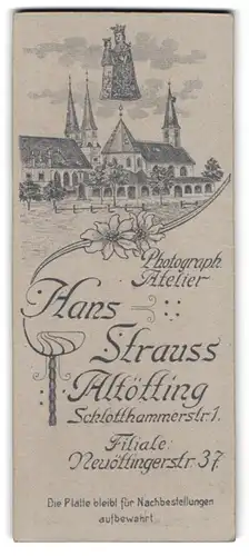 Fotografie Hans Strauss, Altötting, Schlotthammerstr. 1, Ansicht Altötting, Heiligenfigur über dem Kloster