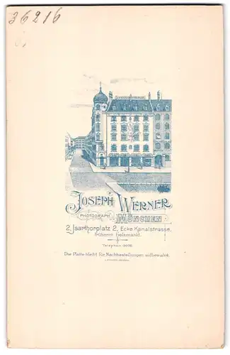 Fotografie Joseph Werner, München, Isarthorplatz 2, Ansicht München, Gebäude das Ateliers von Aussen