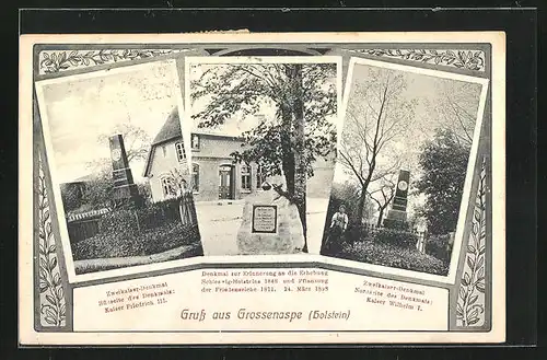 AK Grossenaspe / Holstein, Zweitkaiser-Denkmal, Denkmal an die Erhebung