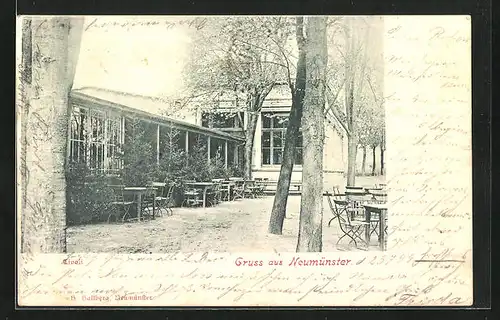 AK Neumünster, Gasthaus Tivoli mit Terrasse