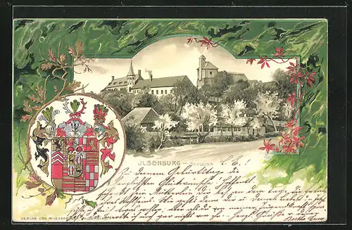 Passepartout-Lithographie Ilsenburg, Schloss, Wappen