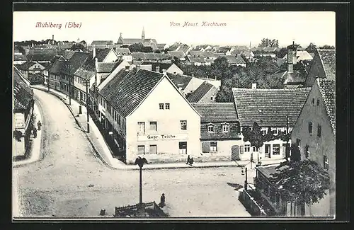 AK Mühlberg / Elbe, Blick vom Kirchturm zum Ort