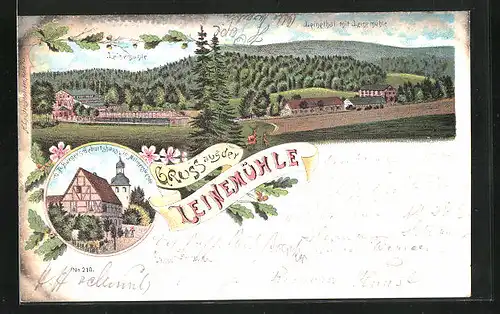 Lithographie Leinemühle, Geburtshaus von G. A. Bürger, Leinethal