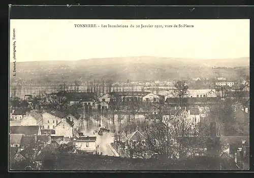 AK Tonnerre, Les Inondations du Janvier 1910, vues de St-Pierre, Hochwasser