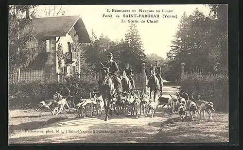 AK Saint-Fargeau, La Sortie du Chenil, Jagd