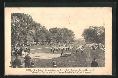 AK Sens, Une Fete de Gymnastique au Clos-le-Roi 1911, Vallante, Turnfest