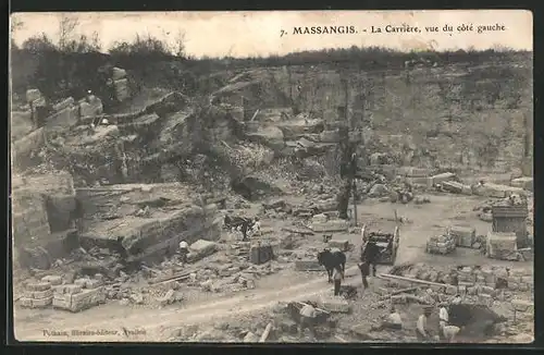 AK Massangis, La Carrière, vue du coté gauche, Steinbruch