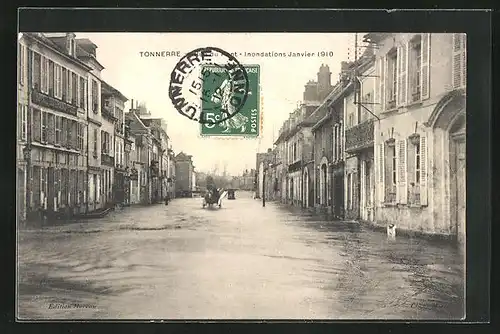 AK Tonnerre, Rue du pont, Inondations Janvier 1910, Hochwasser