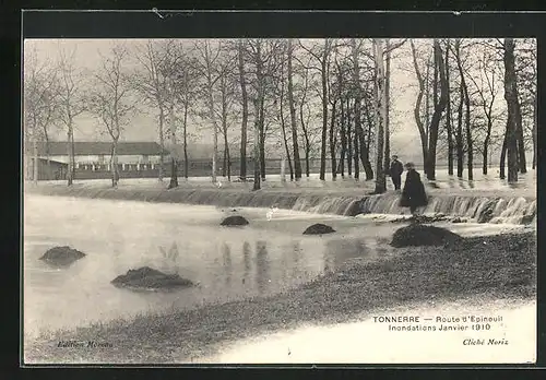 AK Tonnerre, Route d`Epineuil, Inondations Janvier 1910, Hochwasser