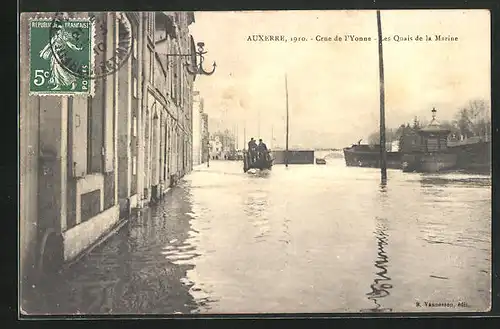 AK Auxerre, Crue de l`Yonne, Les Quais de la Marine, Hochwasser