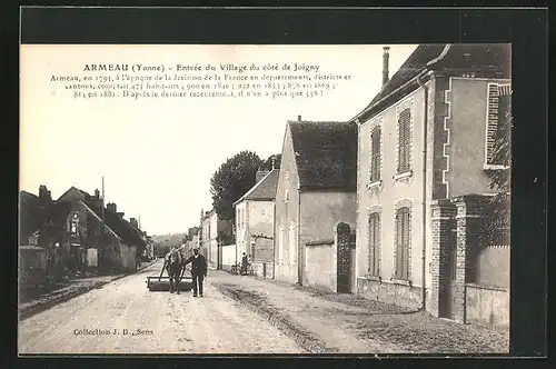 AK Armeau, Entrée du Village du coté de Joigny