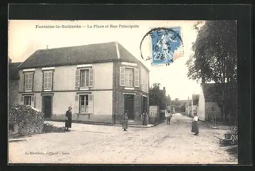AK Fontaine-la-Gaillarde, La Place et Rue Principale