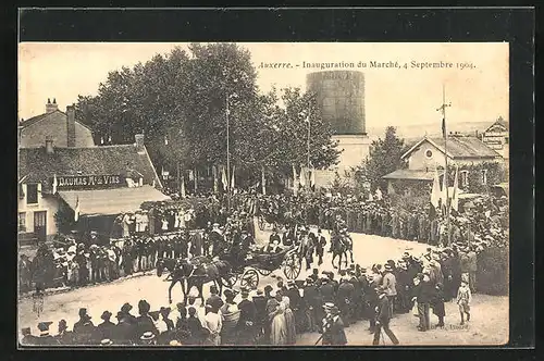 AK Auxerre, inauguration du Marchè 1904