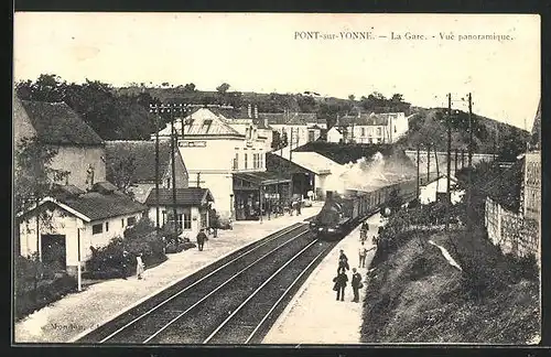 AK Pont-sur-Yonne, La Gare, Vue panoramique