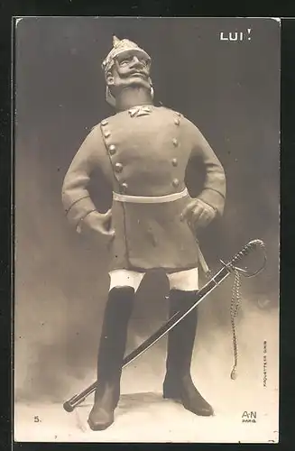 Künstler-AK Lui!, Figur von Kaiser Wilhelm II., Karikatur