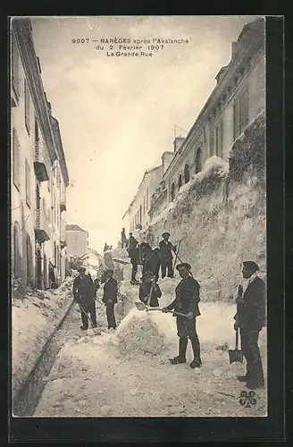 AK Baréges, La Grande Rue, Lawine 1907