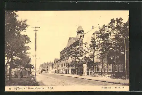 AK Brunshaupten i. M., Kurhaus an der Strasse