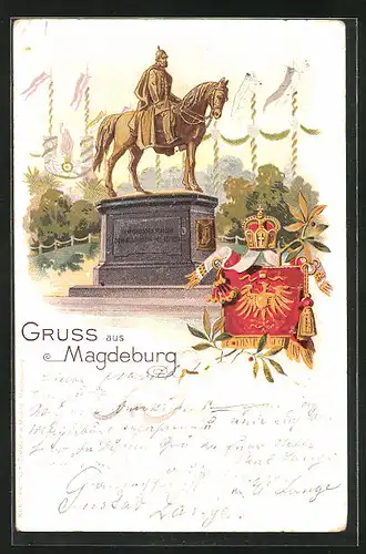 Lithographie Magdeburg, Kaiserliches Denkmal