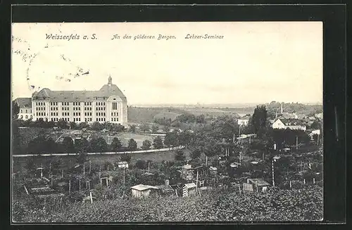 AK Weissenfels a. S., Kleingartenkolonie Anden mit Lehrer-Seminarhaus