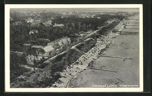 AK Lubmin / Ostsee, Fliegeraufnahme vom Küstenort