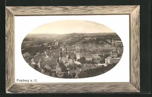 Präge-AK Freyburg a. U., Teilansicht mit Kirche im Ortskern