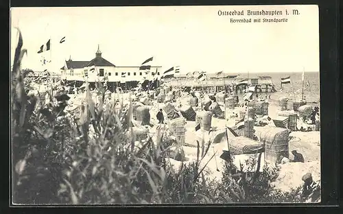 AK Brunshaupten / Ostsee, Herrenbad mit Strandpartie