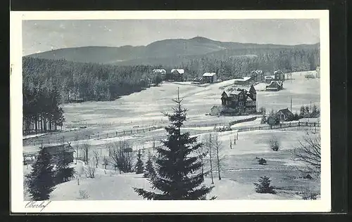 AK Oberhof, Winterlandschaft und Ort