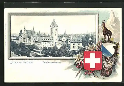 Passepartout-Lithographie Zürich, Das Landesmuseum, Wappen