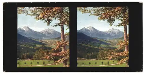 Stereo-Fotografie Fotograf unbekannt, Ansicht Berchtesgaden, Landschaftsmotiv aus der Au