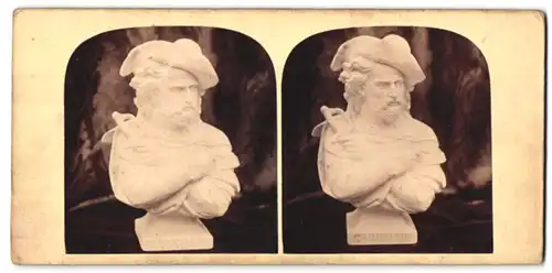 Stereo-Fotografie unbekannter Fotograf und Ort, Büste von Giuseppe Garibaldi