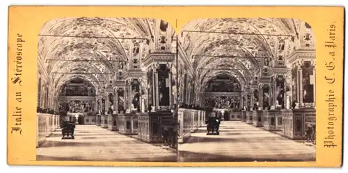 Stereo-Fotografie E. G., Paris, Ansicht Vatikan, Salle de la Bibliotheque au Vatican