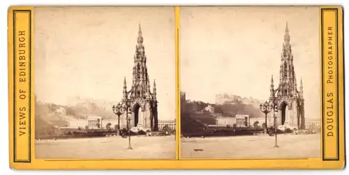 Stereo-Fotografie Douglas, Edinburgh, Ansicht Edinburgh, Institution Scott`s Monument