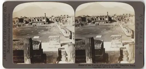 Stereo-Fotografie American Stereoscopic Co., New York, 3 West Nineteenth St., Ansicht Pompeji, das zerstörte Forum