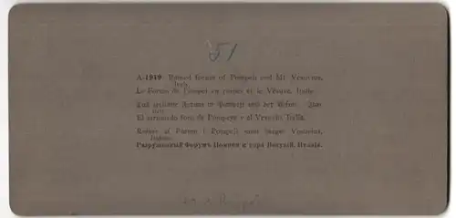 Stereo-Fotografie American Stereoscopic Co., New York, 3 West Nineteenth St., Ansicht Pompeji, das zerstörte Forum