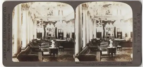 Stereo-Fotografie American Stereoscopic Co., New York, Ansicht Calcutta, Empfangssaal des Maharajah von Tagore