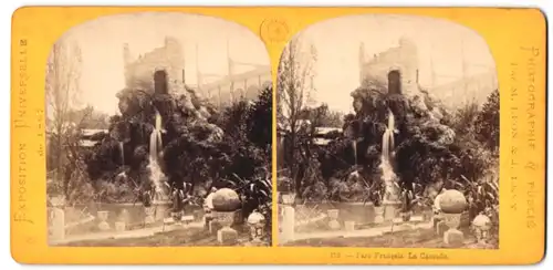 Stereo-Fotografie M. Leon & J. Levy, Ort unbekannt, Ausstellung Paris, Paro Francais, La Cascade