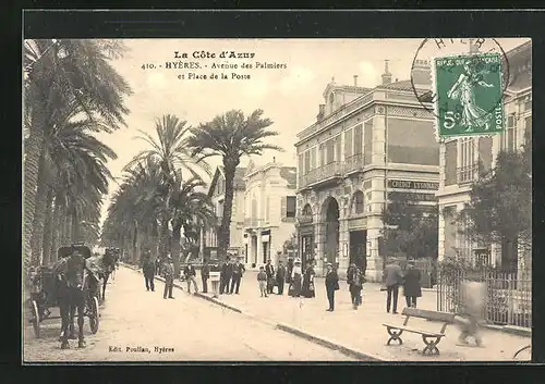 AK Hyeres, Avenue des Palmiers et Place de la Poste